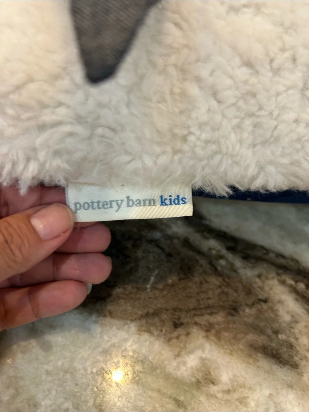 Pottery barn kids shark bite plush Throw Pillow with movable Fish a few stains